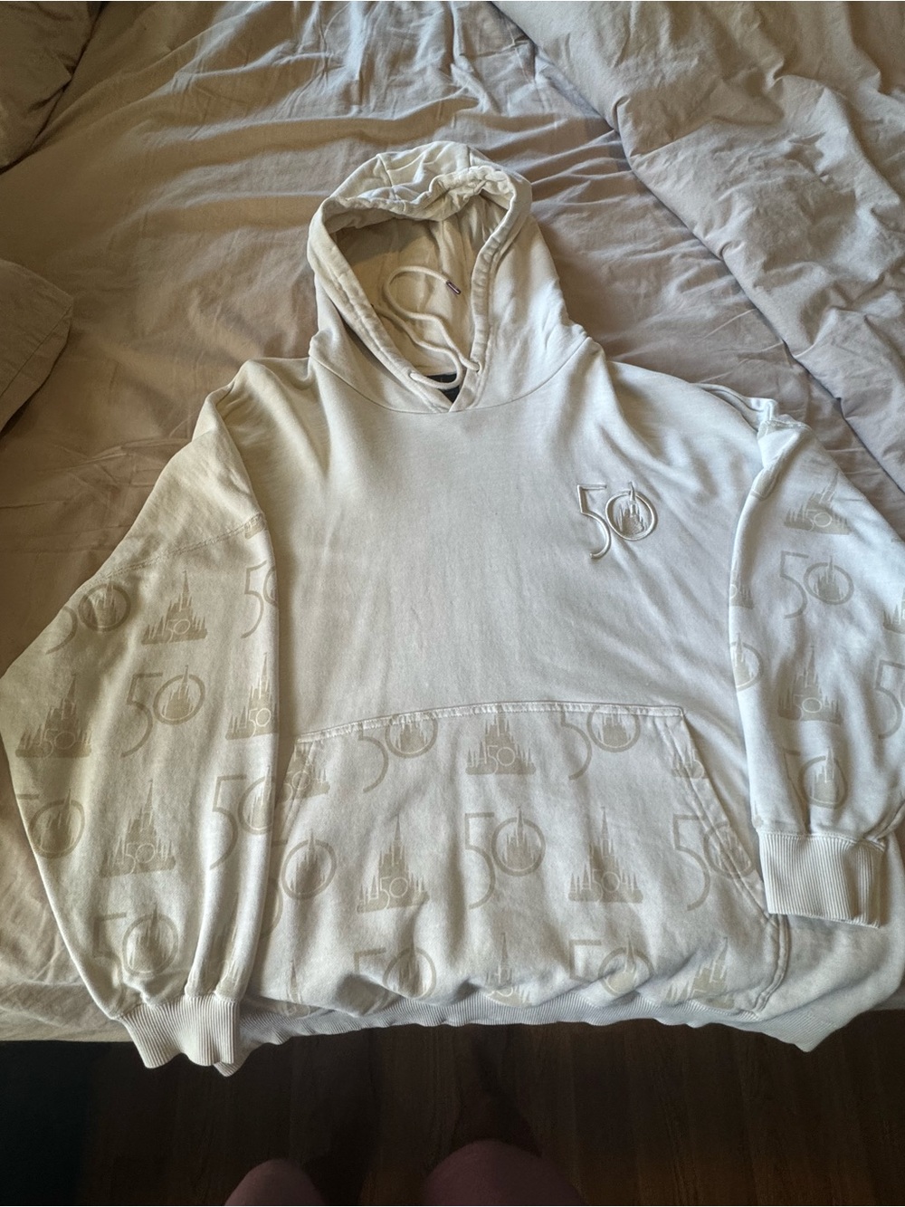 Disney Cream Hoodie with Tonal 50 Logo